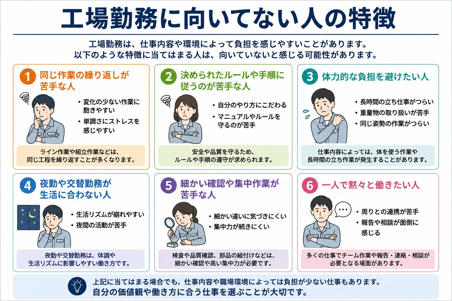工場勤務に向いてない人