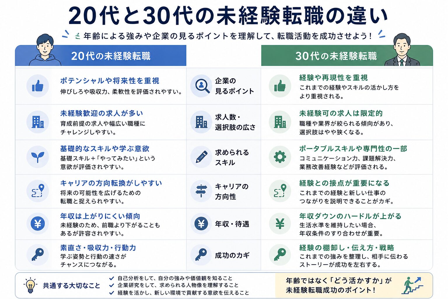 20代と30代の未経験転職の違い